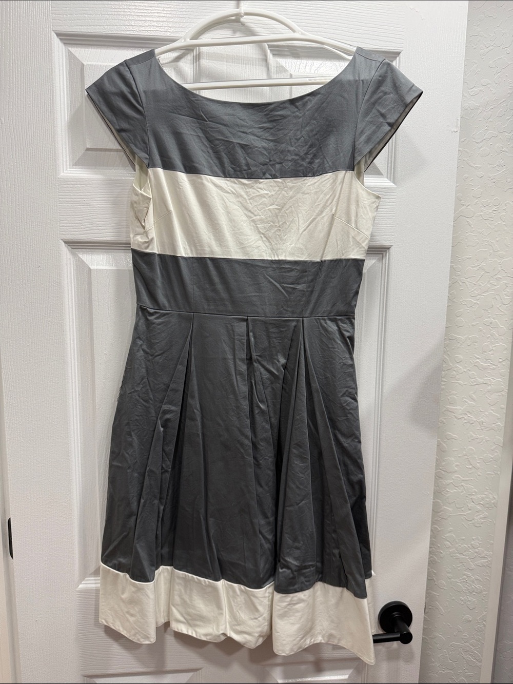 kate spade Gray and White Striped Fit-and-Flare Dress
